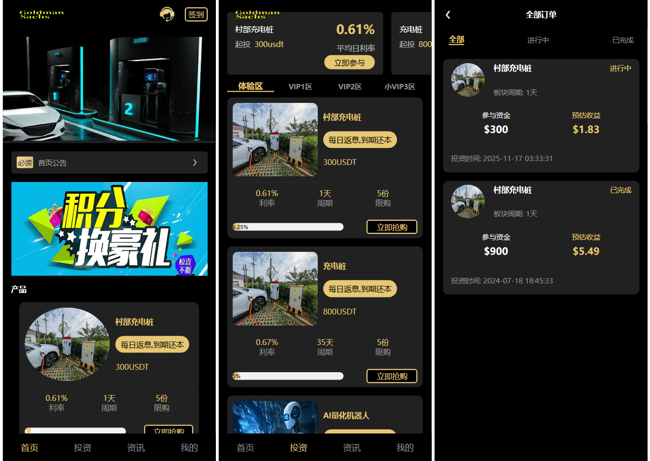 Fidelity充电桩投资理财系统源码-前端uniapp纯源码+后端PHP-想要创业