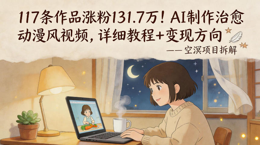 117条作品涨粉131.7W！AI制作治愈动漫风视频，详细教程+变现方向-想要创业