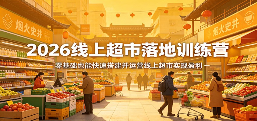 2026线上超市落地训练营，零基础也能快速搭建并运营线上超市实现盈利-想要创业