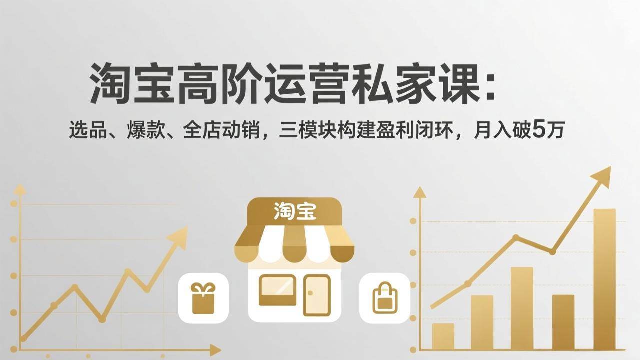 （17944期）淘宝高阶运营私家课（更新26年4月）：选品、爆款、全店动销，三模块构建盈利闭环，月入破5万-想要创业