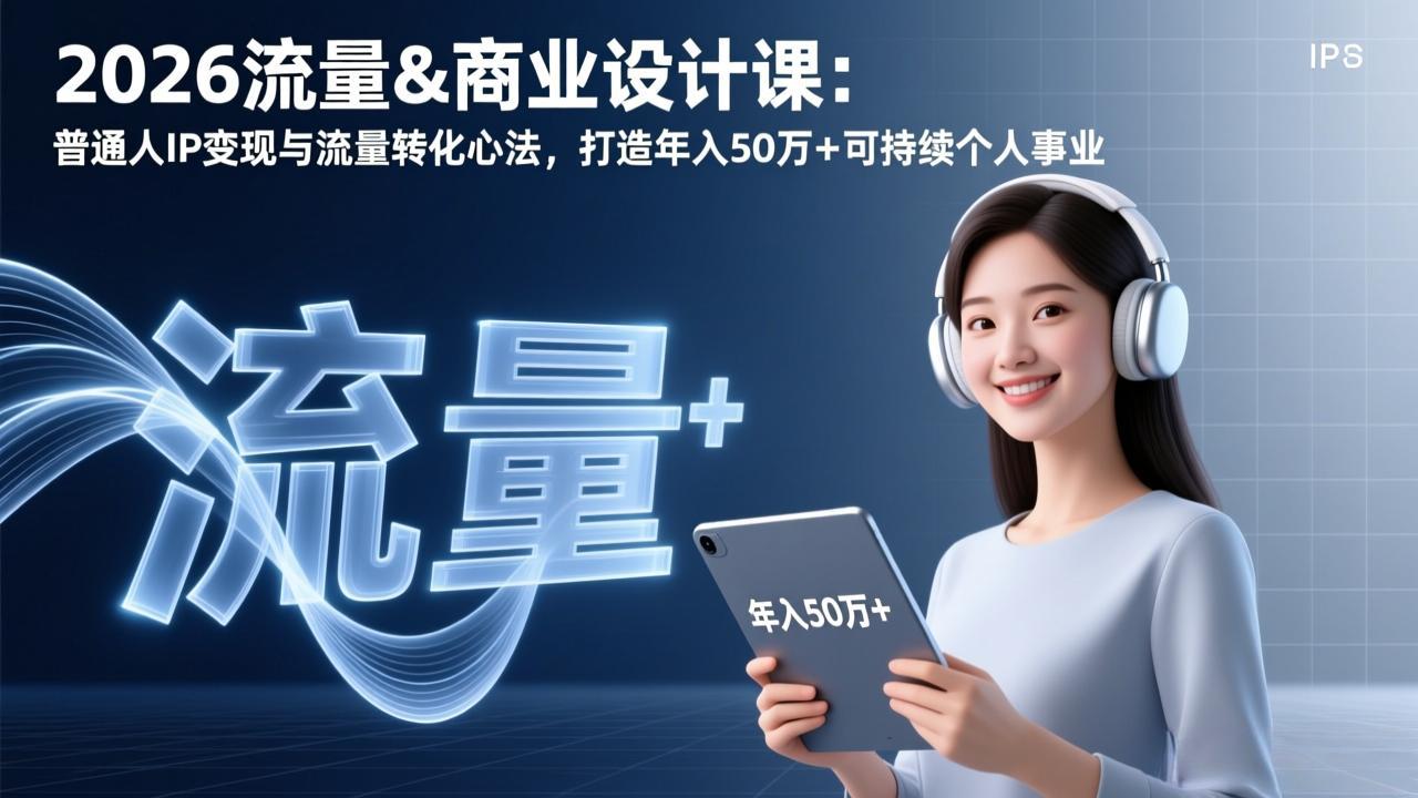 2026流量&商业设计课：普通人IP变现与流量转化心法，打造年入50万+可持续个人事业-想要创业