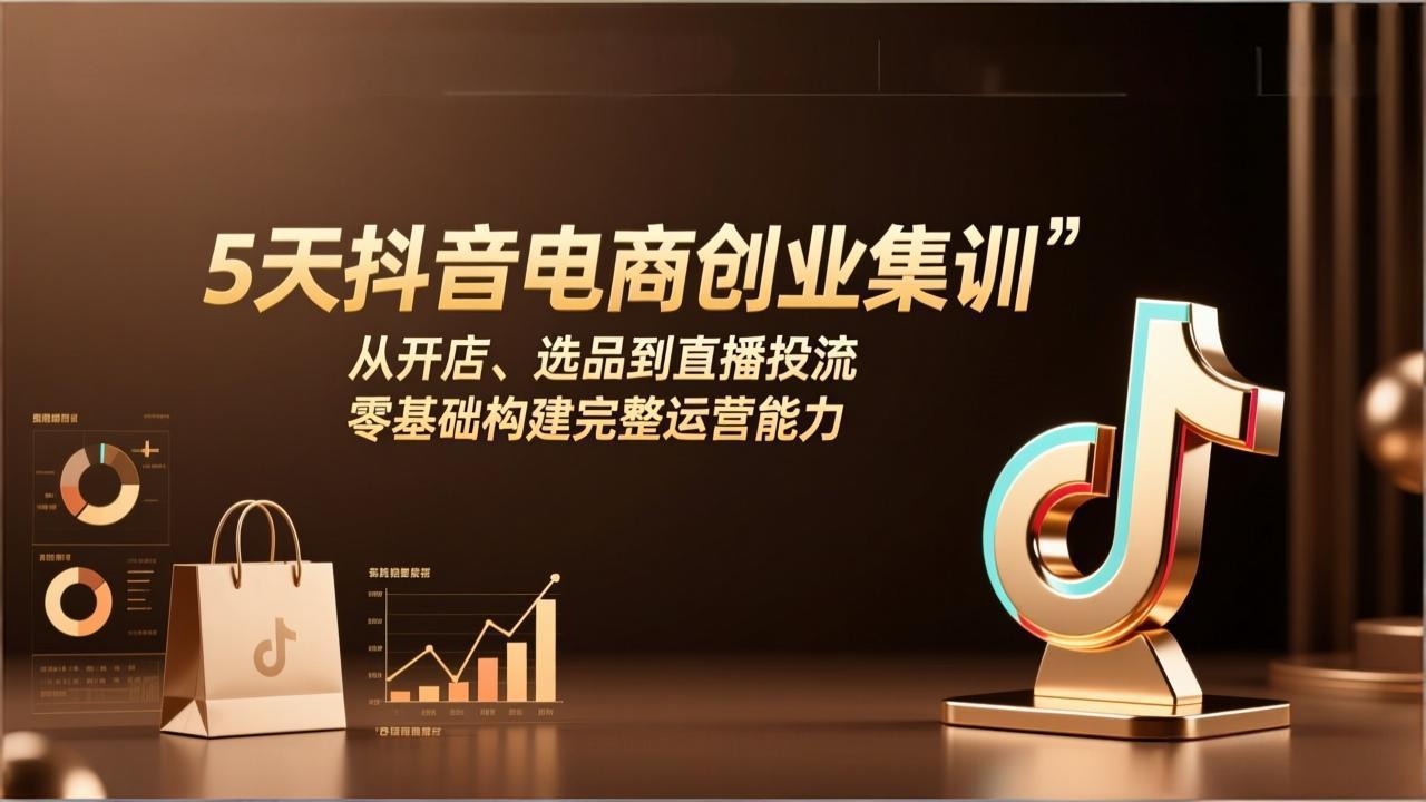 5天抖音电商创业集训：从开店、选品到直播投流，零基础构建完整运营能力-想要创业