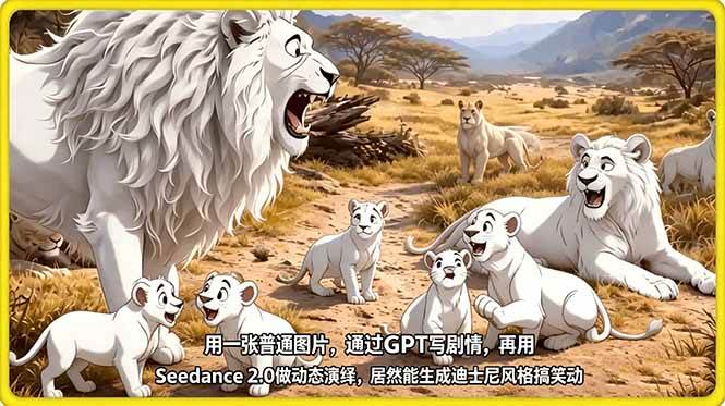 （18137期）用一张普通图片，通过GPT写剧情，再用Seedance 2.0做动态演绎，居然能生成迪士尼风格搞笑动画-想要创业