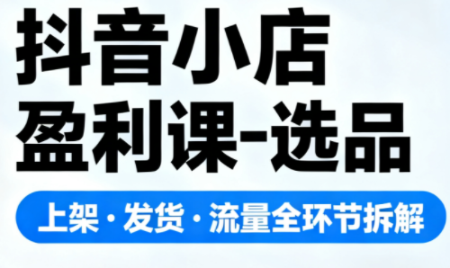 抖音小店盈利课-选品·上架·发货·流量全环节拆解-想要创业