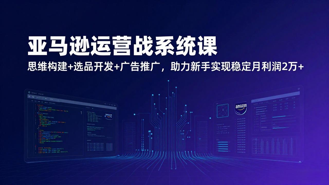 亚马逊运营实战系统课，思维构建+选品开发+广告推广，助力新手实现稳定月利润2万+(更新-想要创业