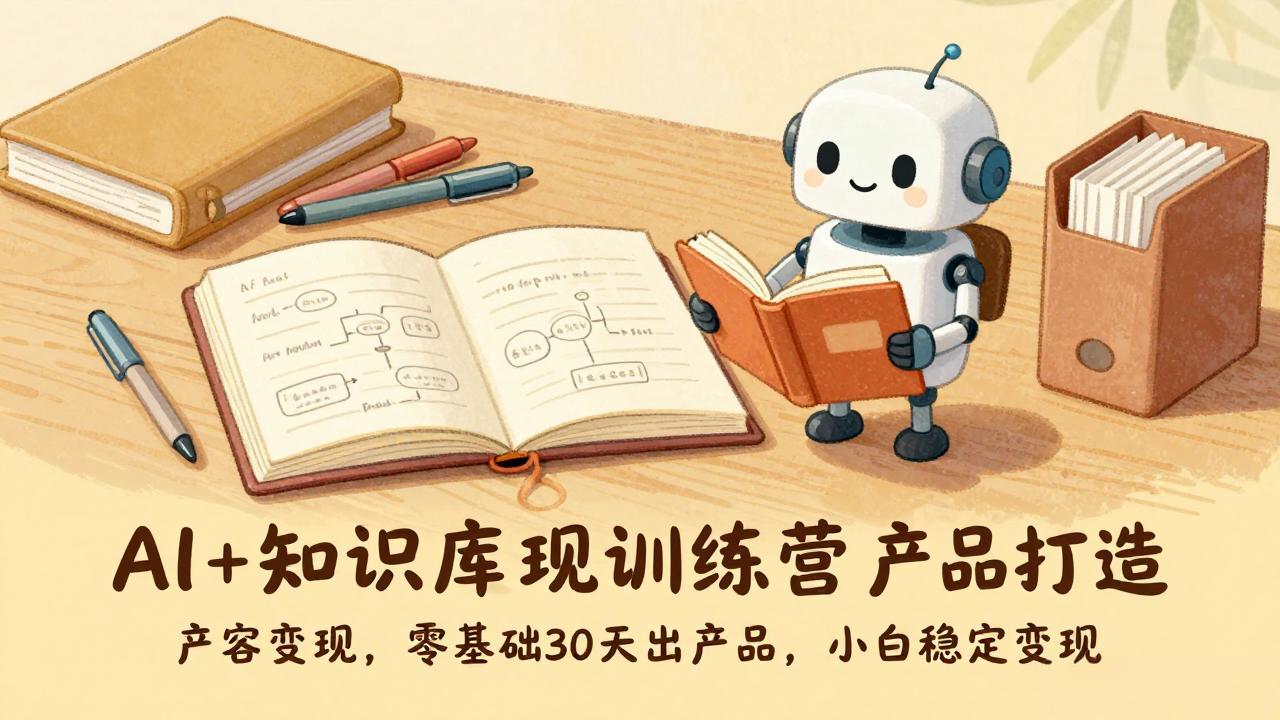 AI+知识库变现训练营，产品打造、内容创作、全平台变现，零基础30天出产品，小白稳定变现-想要创业