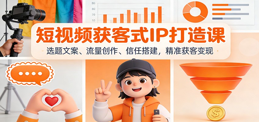 短视频获客式IP打造课：选题文案、流量创作、信任搭建，精准获客变现-想要创业
