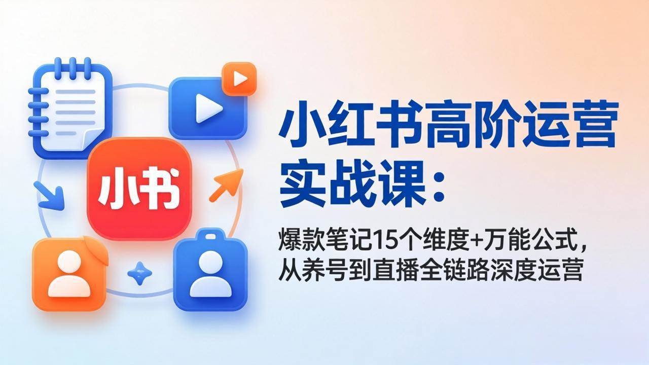 （17844期）小红书高阶运营实战课：爆款笔记15个维度+万能公式，从养号到直播全链路深度运营-想要创业