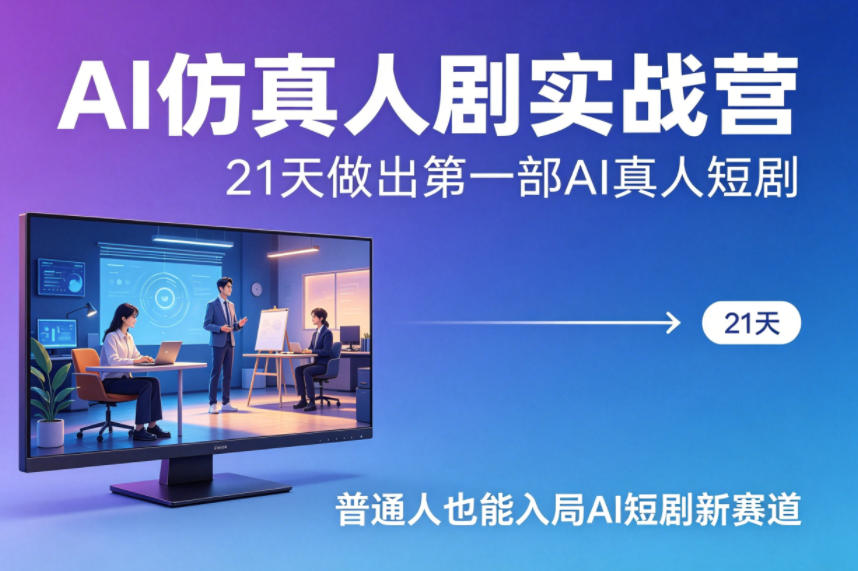 AI仿真人剧实战营，21天做出第一部AI真人短剧，普通人也能入局AI短剧新赛道（更新）-想要创业