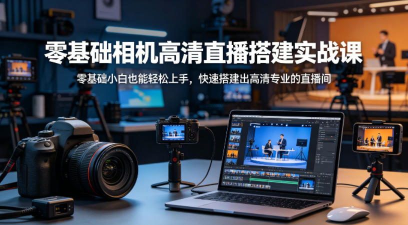 零基础相机高清直播间搭建实战课，小白也能轻松上手，快速搭建出高清专业的直播间-想要创业