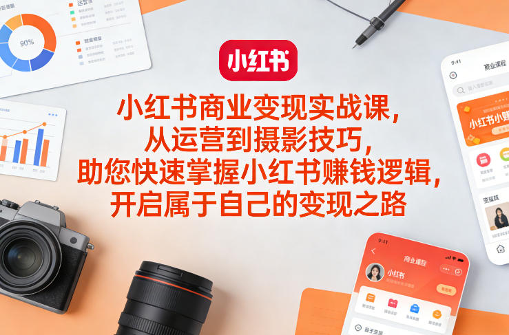 小红书商业变现实战课，从运营到摄影技巧，助您快速掌握小红书賺钱逻辑，开启属于自己的变现之路-想要创业