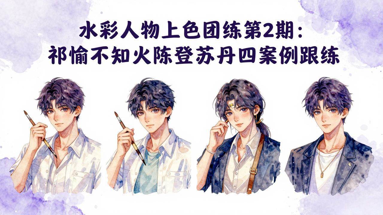 （17954期）水彩人物上色团练第2期：祁煜不知火陈登苏丹四案例跟练，手把手提升绘画能力-想要创业