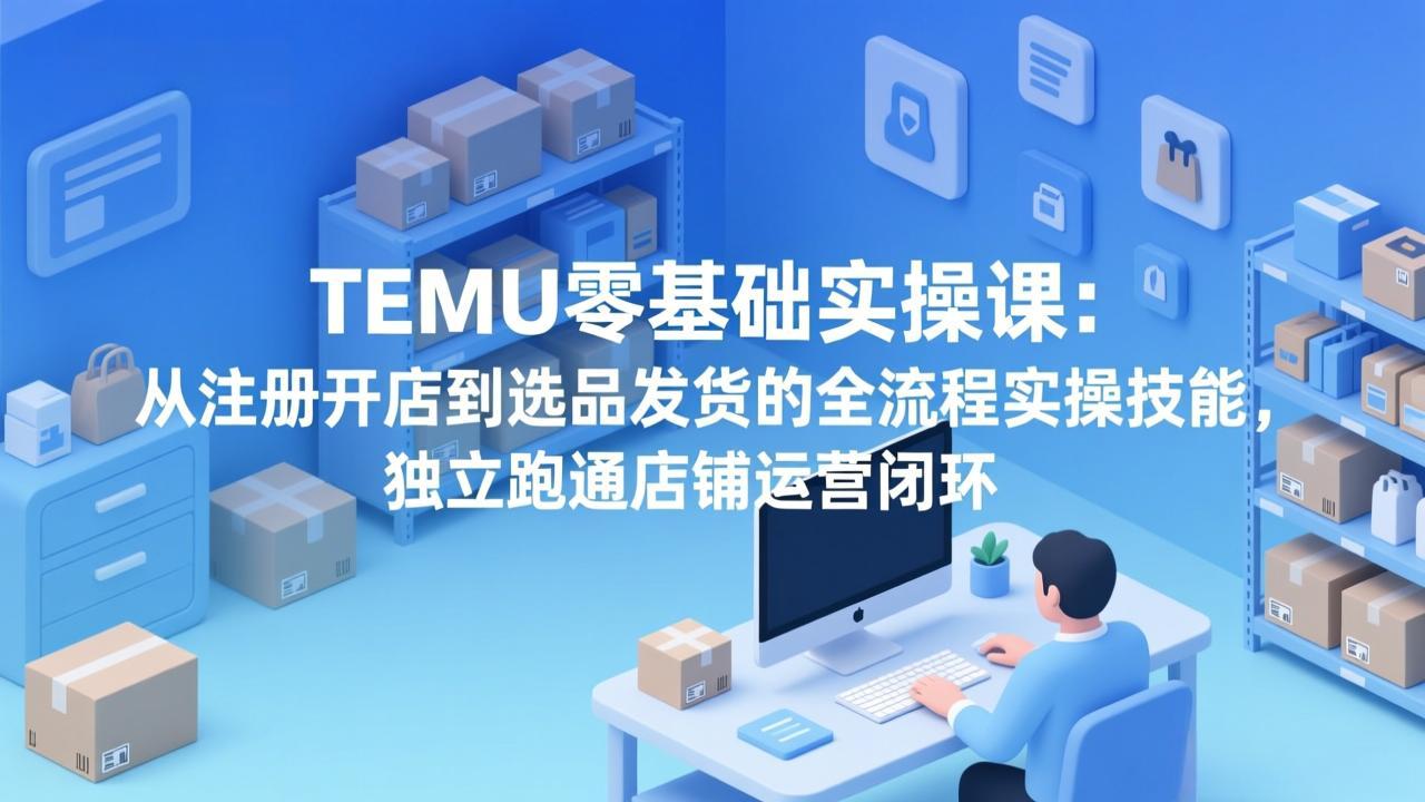 TEMU零基础实操课：从注册开店到选品发货的全流程实操技能，独立跑通店铺运营闭环-想要创业