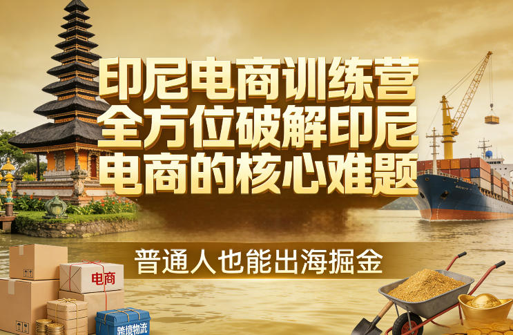 印尼电商训练营，全方位破解印尼电商的核心难题，普通人也能出海掘金-想要创业