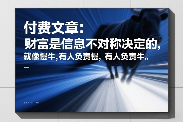 付费文章：财富是信息不对称决定的，就像慢牛，有人负责慢，有人负责牛-想要创业