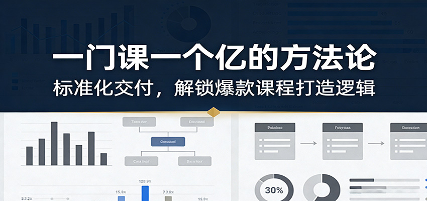 一门课一个亿的方法论：标准化交付，解锁爆款课程打造逻辑-想要创业