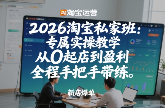 2026淘宝私家班：专属实操教学，从0起店到盈利，全程手把手带练(更新26年3月)-想要创业