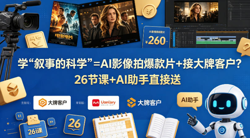 学《叙事的科学》=AI影像拍爆款片+接大牌客户？26节课+AI助手直接送【原创双语字幕】-想要创业