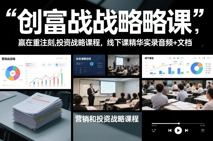 创富战略课，赢在重注时刻，营销和投资战略课程，线下课精华实录音频+文档-想要创业