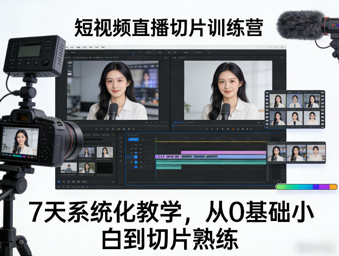 短视频直播切片训练营,7天系统化教学,从0基础小白到切片熟练 短视频直播切片训练营,7天系统化教学,从0基础小白到切片熟练