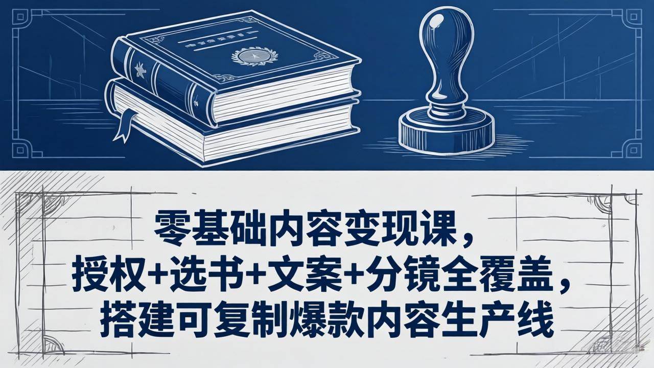 （18243期）零基础内容变现课，授权+选书+文案+分镜全覆盖，搭建可复制爆款内容生产线-想要创业
