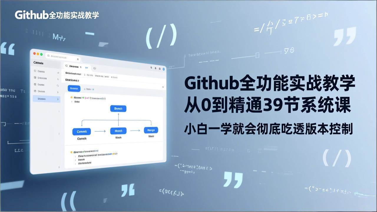 （17501期）GitHub-全功能实战教学，从0到精通39节系统课，小白一学就会彻底吃透版本控制-想要创业