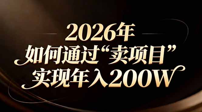 站在2026年的十字路口：一个普通人如何通过卖项目实现年入200万-想要创业