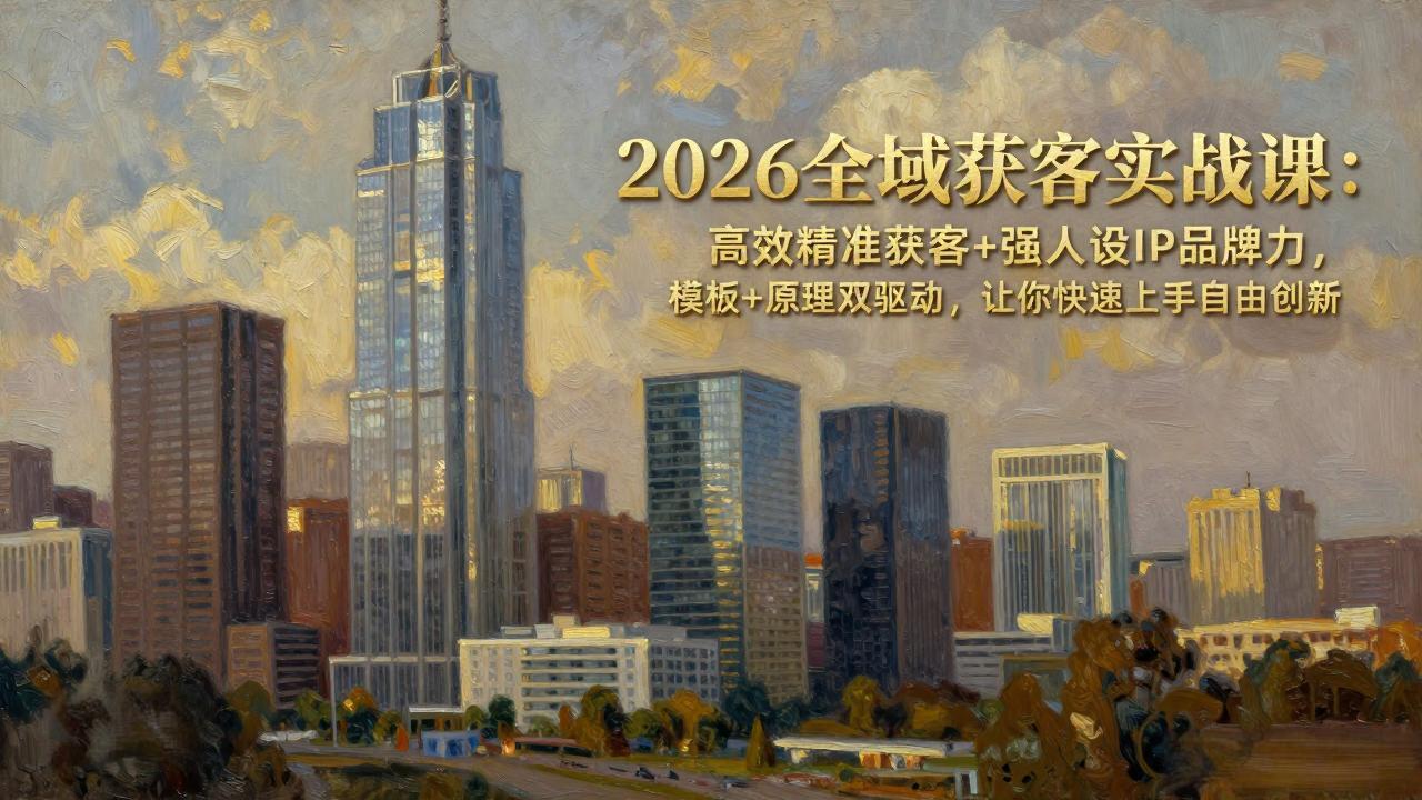 2026全域获客实战课：高效精准获客+强人设IP品牌力，模板+原理双驱动，让你快速上手自由创新-想要创业