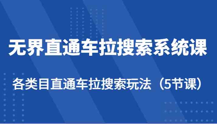 无界直通车拉搜索系统课-各类目直通车拉搜索玩法（5节课）-想要创业