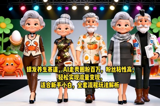 银发养生赛道，AI走秀圈粉百万，粉丝粘性高，轻松实现流量变现，适合新手小白，全套流程玩法解析-想要创业