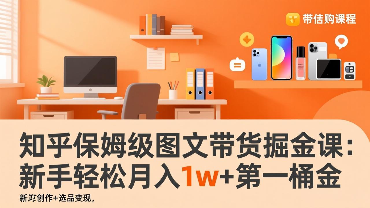 知乎保姆级图文带货掘金课：账号打造+爆文创作+选品变现，新手轻松月入1w+第一桶金-想要创业