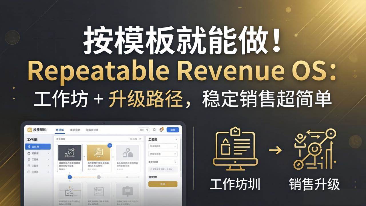 （18085期）按模板就能做！Repeatable Revenue OS：工作坊 + 升级路径，稳定销售超简单-想要创业