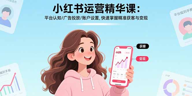 小红书运营精华课-更新：平台认知/广告投放/账户设置,快速掌握精准获客与变现-想要创业