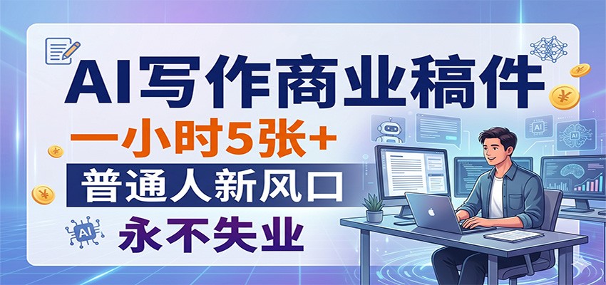 AI写作商业稿件，一小时5张+，普通人新风口，永不失业-想要创业
