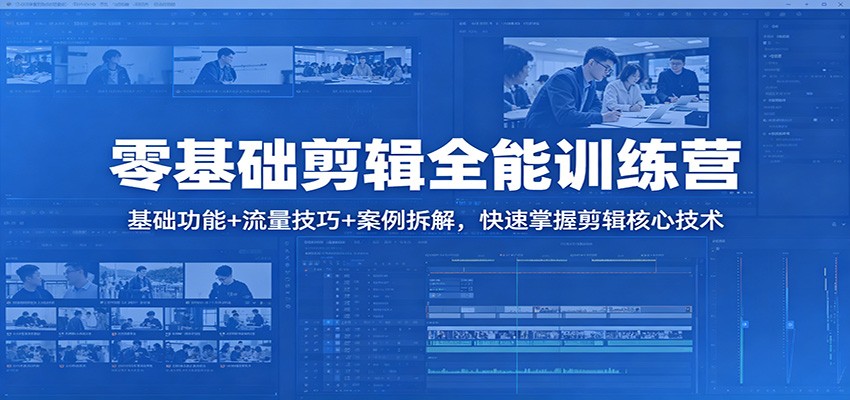 零基础剪辑全能训练营：基础功能+流量技巧+案例拆解，快速掌握剪辑核心技术-想要创业