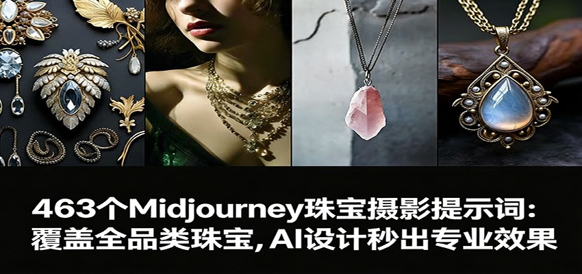 463个Midjourney珠宝摄影提示词：覆盖全品类珠宝，AI设计秒出专业效果-想要创业