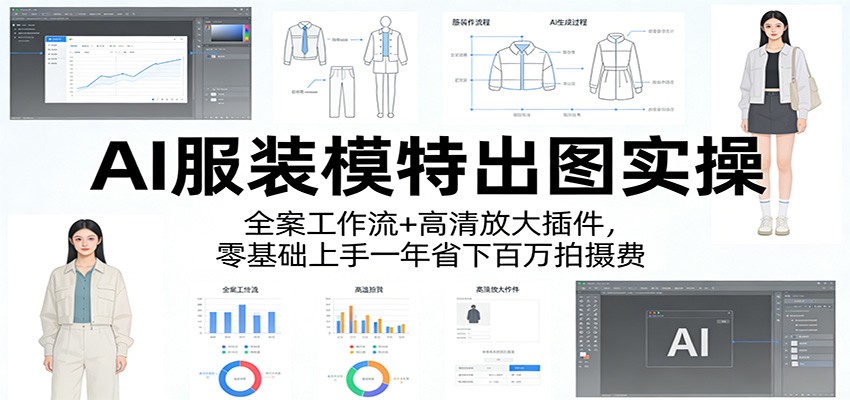 AI服装模特出图实操：全案工作流+ 高清放大插件，零基础上手一年省下百万拍摄费-想要创业