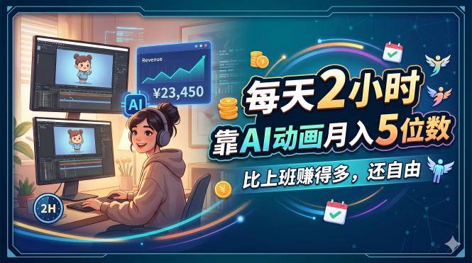 （18051期）每天 2 小时，靠 AI 动画月入 5 位数，比上班赚得多，还自由-想要创业