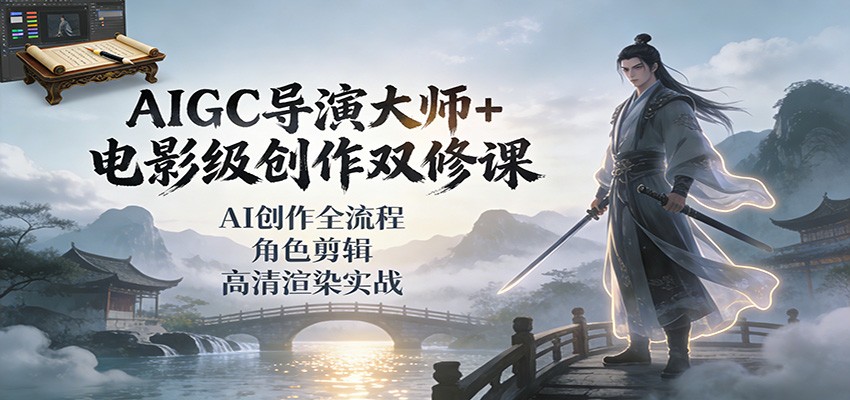 AIGC导演大师+电影级创作双修课：AI创作全流程、角色剪辑、高清渲染实战-想要创业