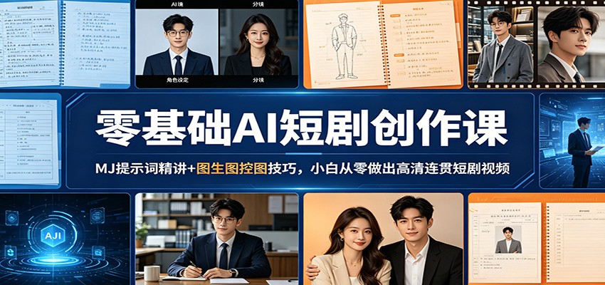 零基础AI短剧创作课：MJ提示词精讲+图生图控图技巧，小白从零做出高清连贯短剧视频-想要创业