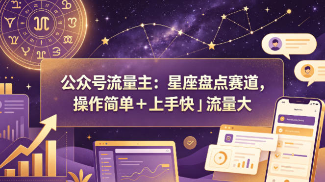 公众号流量主：星座盘点赛道，操作简单＋上手快＋流量大-想要创业