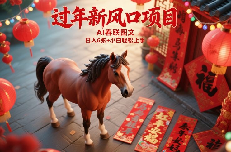 过年新风口项目，用ai春联图文，日入6张+小白轻松上手【揭秘】-想要创业