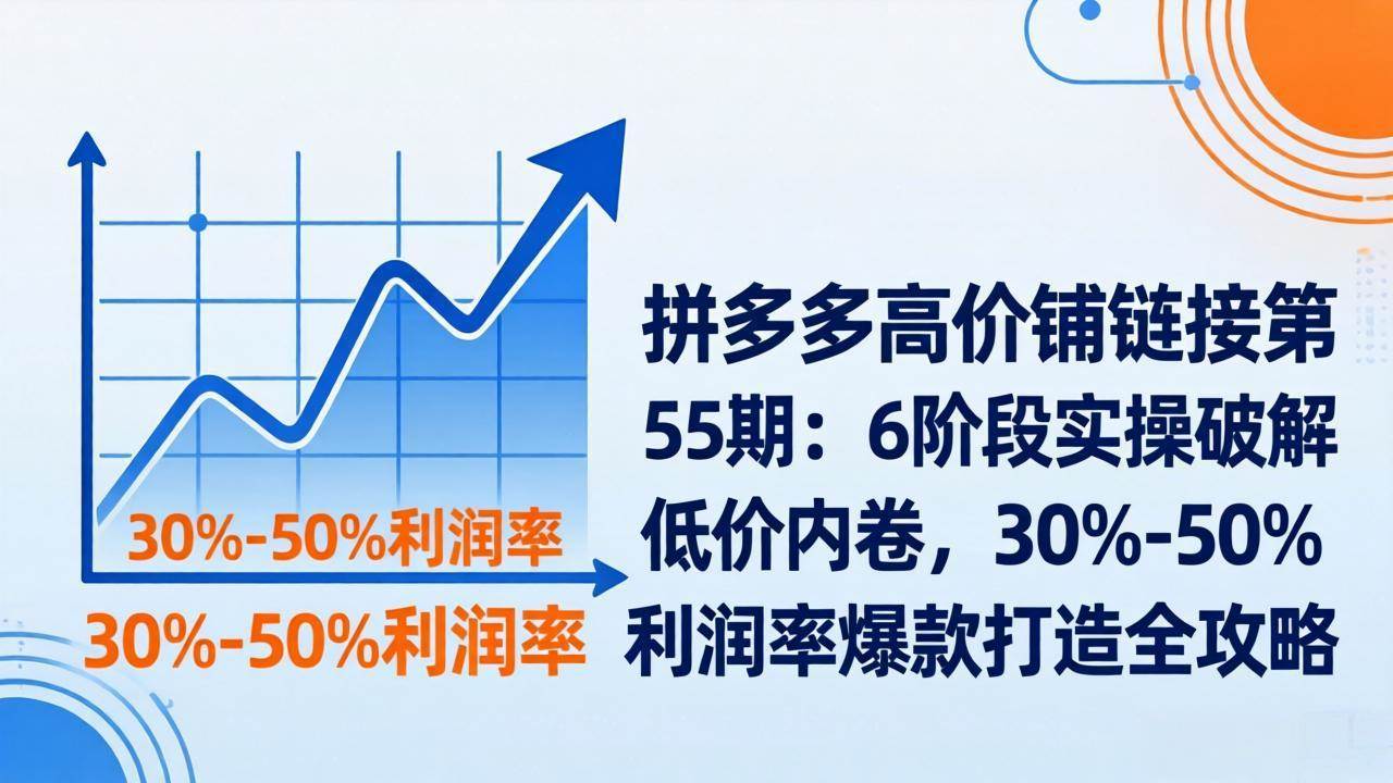 （17698期）拼多多高价铺链接第55期：6阶段实操破解低价内卷，30%-50%利润率爆款打造全攻略-想要创业