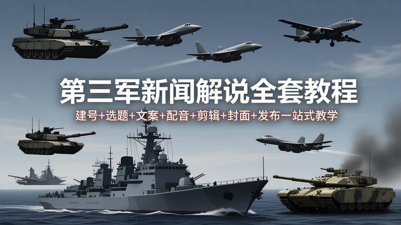 （18081期）第三军迷新闻解说全套教程：建号+选题+文案+配音+剪辑+封面+发布一站式教学-想要创业