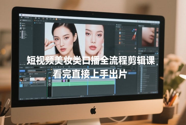 短视频美妆类口播全流程剪辑课，看完直接上手出片-想要创业