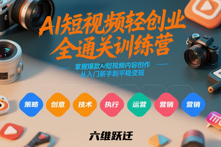 AI短视频轻创业全通关训练营，掌握爆款AI短视频内容创作，从入门新手到平稳变现的六维跃迁-想要创业