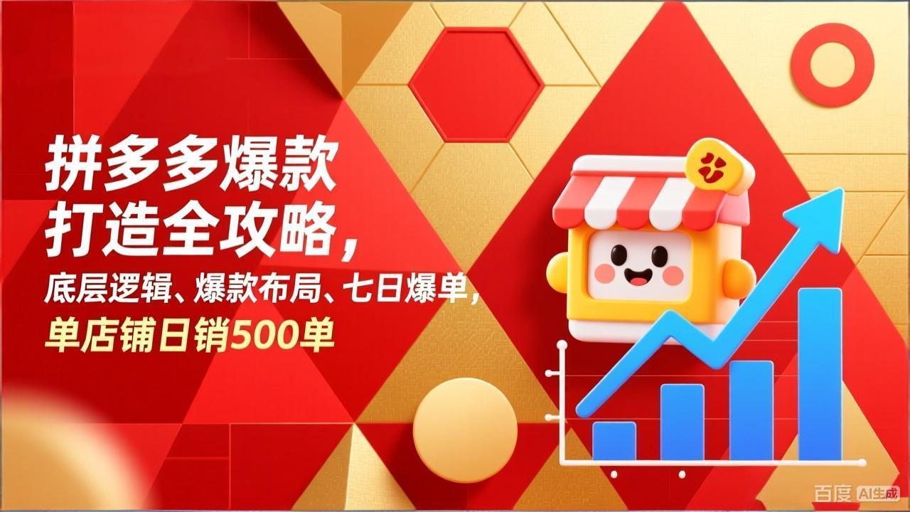 拼多多爆款打造全攻略，底层逻辑、爆款布局、七日爆单，单店铺日销500单-想要创业