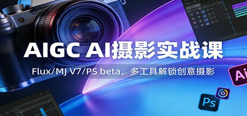 AIGC AI摄影实战课：Flux/MJ V7/PS beta，多工具解锁创意摄影-想要创业