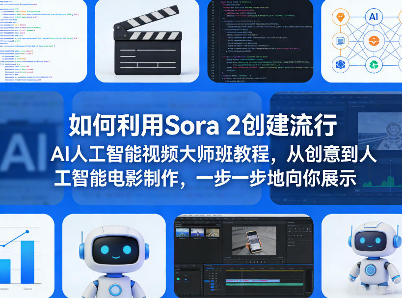 如何利用Sora 2创建流行AI人工智能视频大师班教程，从创意到人工智能电影制作，一步一步地向你展示-想要创业