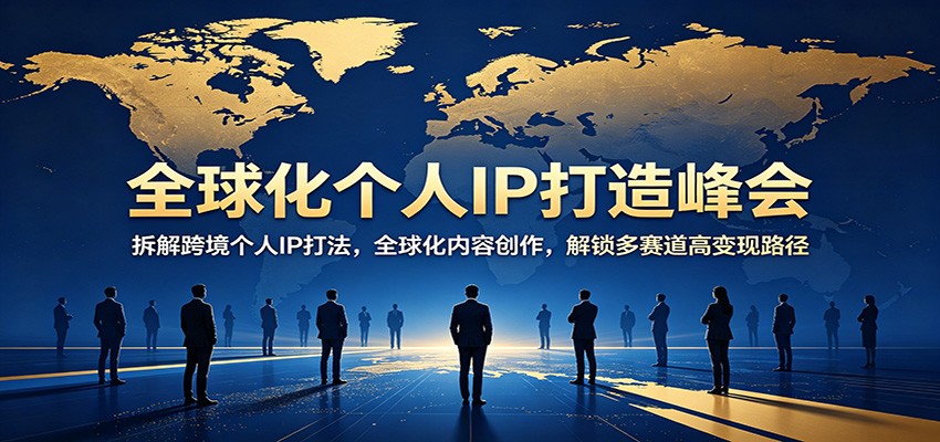 全球化个人IP打造峰会：拆解跨境个人IP打法，全球化内容创作，解锁多赛道高变现路径-想要创业
